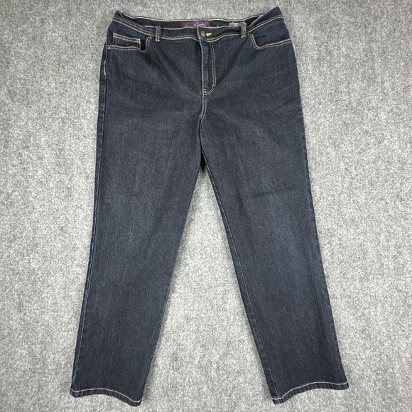 Gloria Vanderbilt Denim - Gloria Vanderbilt Amanda Straight Leg Womens Size 16W Dark Wash Blue Denim Jeans